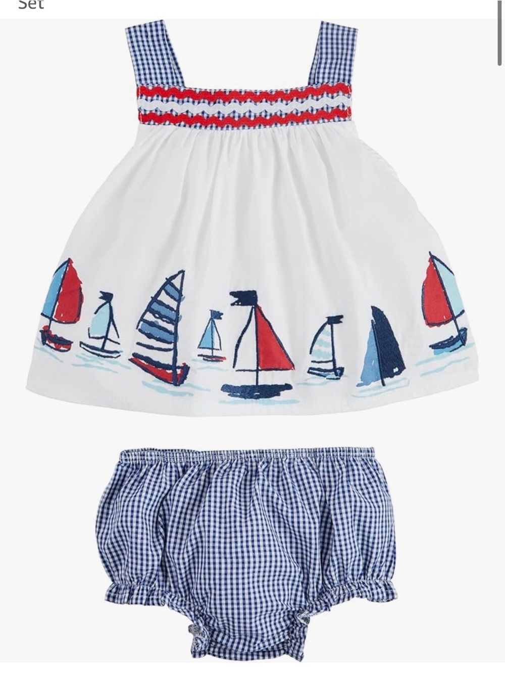 Mud Pie Baby Girls' Mud Pie Children's Sailboat Pinafore Set